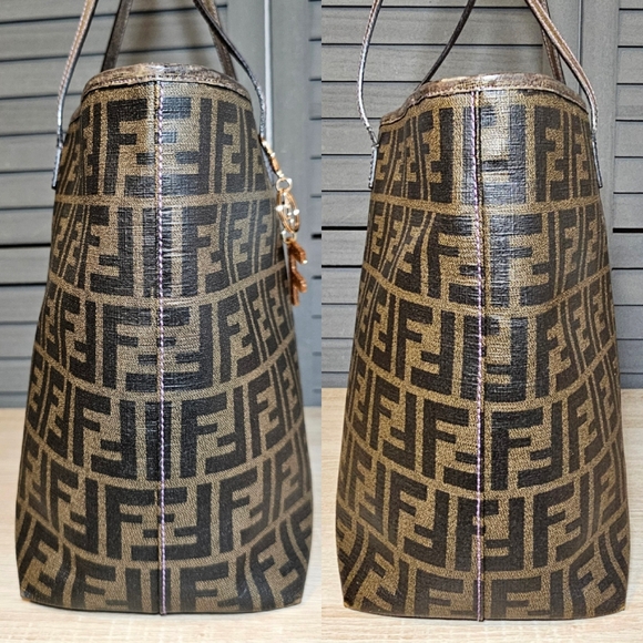 Authentic FENDI Zucca Spalmati Canvas Large Tote Shoulder Bag Purple 💜 - Picture 3 of 12
